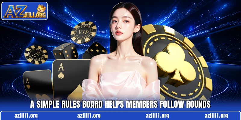 A simple rules board helps members follow rounds
