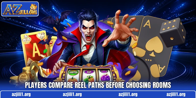 Players compare reel paths before choosing rooms