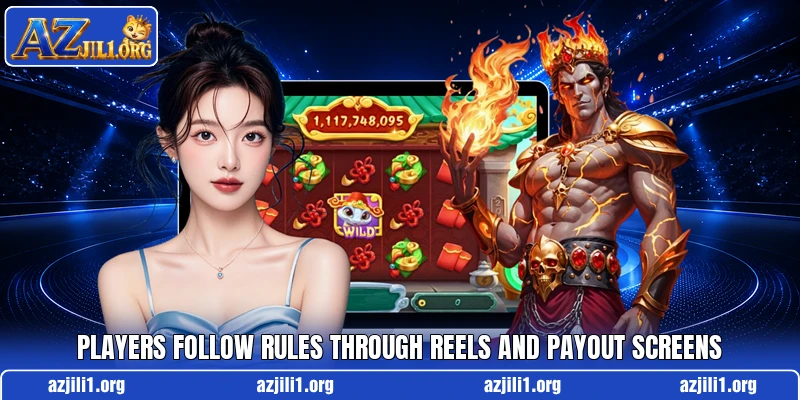 Players follow rules through reels and payout screens