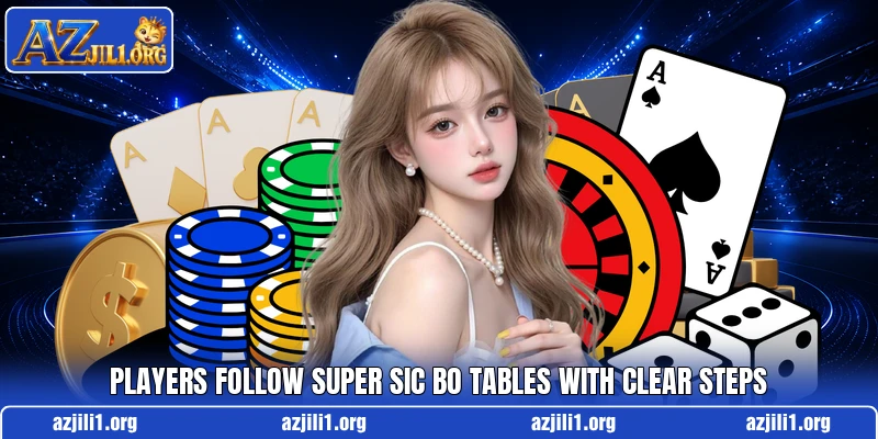 Players follow Super Sic Bo tables with clear steps